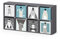 Vicco Kinderregal Scutum, Spielzeugregal für Faltboxen, Grau, 143 x 72.6 cm mit 8 Faltboxen