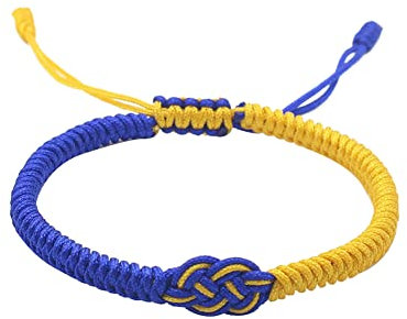 MoreChioce Unisex Ukraine Armband, Verstellbare Armband Ukraine Flaggen Armband Handgefertigter Schmuck Minimalistisches Polyester Armband für Paare Frauen Männer,#A