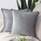 Madizz 2er Set Samt Dekorativ Zierkissenbezüge Luxus Stil Kissenbezug für Sofa für Schlafzimmer Hellgrau 40x40 cm Quadrat