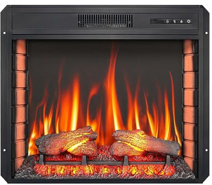 ArtiFlame AF28S Chimenea eléctrica LED con efecto de llama 3D, 1800 W, sonido crujiente, chimenea con control remoto y termostato, negro