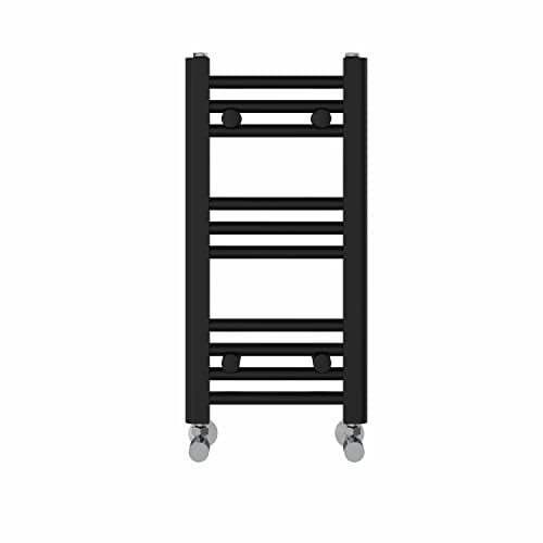 NRG Heated Towel Rail Black Bathroom Straight Ladder Radiator Rad 600×300mm