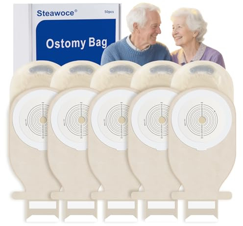 Steawoce 20 sacchetti per colostomia con filtro, 15-65 mm, taglia unica per stomia, con chiusura a gancio e anello, sacchetti drenabili per la cura della stomia (confezione da 20)