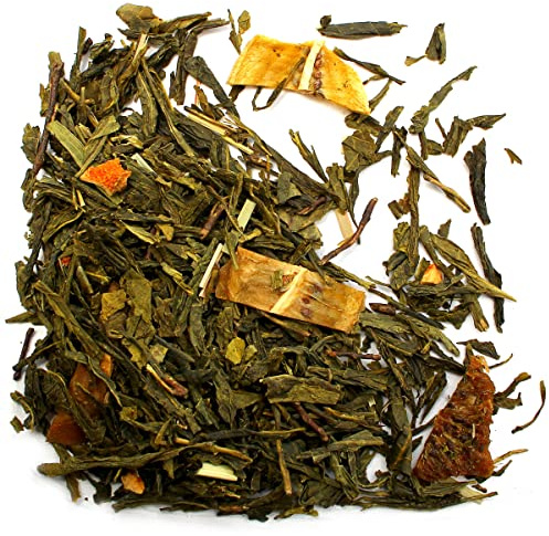 Grüner Tee Sencha ● Green Tea ● Grüner Tee mit KIWI ● Orangenschale ● Zitronengras ● Minze aroma ● Tee mit Früchte 50g ● Vegan ● Laktosefrei