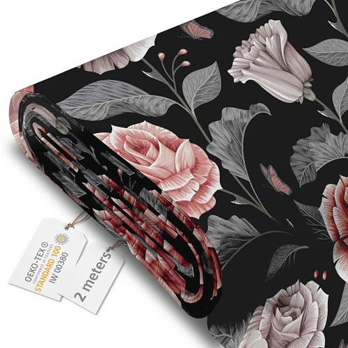 DreamRoots Markisenstoff Meterware, Dark Vintage Floral, 2 m