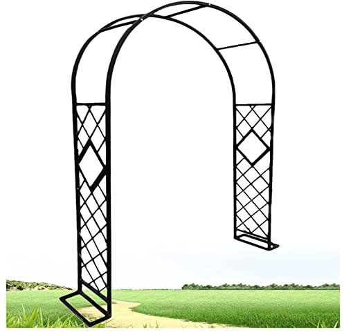 Rosenbogen Aus Metall Stabil Gartenbogen Verzinkt Torbogen Für Kletterpflanzen Freistehend Rankenbogen Rosengestell Rankhilfe Rankgitter Für Kletterrosen Clematis, 270cm Hoch ( Color : Schwarz , Size