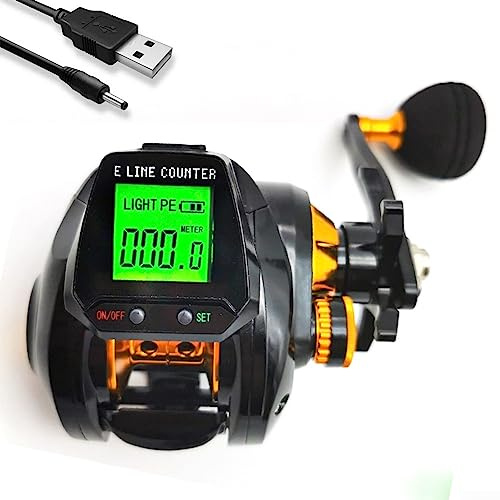 Digitale Angelrolle, geladene Angelrollen, Baitcasting Rolle, Rollen mit Übersetzungsverhältnis 6.3: 1 mit genauem Linienzähler Großes Display