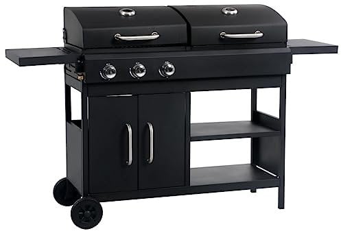 SKM Barbecue Gril Combo à gaz et au Charbon avec 3 brûleurs, Weight:36.82 kg,47388