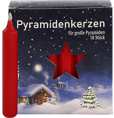 OLShop AG 12er Pack Ebersbacher Pyramidenkerzen groß, Rot (Ø x H) 17 x 105 mm 216 Stück