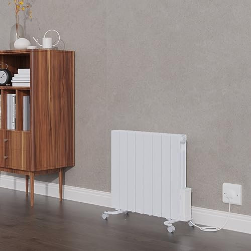 Warmehaus Wall Mounted Oil Filled Radiator Smart WiFi Connection, 8 Fins Portable Electric Heater with Child Lock Function, Adjustable Thermostat Daily & Weekly Timer, Energy Efficient 575x695mm 1500W