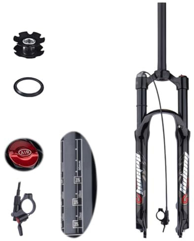 TS TAC-SKY Mountain Bike Forks Shock Absorbing Pneumatic 26/27.5/29 Inch Forks Inch Shock Absorbing Forks MTB Air Fork Suspension Bicycle Front Suspension (Color : Black, Size : 26 Straight Remote)