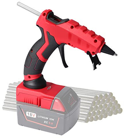 Cordless Hot Glue Gun for Milwaukee 18V Battery Powered with 30pcs Glue Sticks,100W Hot Glue Gun for DIY Crafting,Arts,Repair Work and Sealing(Tool Only,no Battery)