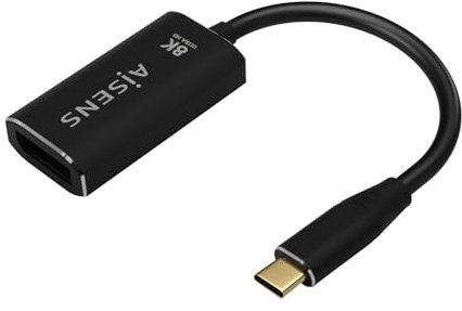 AISENS - A109-0690 - Conversor Aluminio USB-C a Displayport 8K@60Hz, USB-C/M-DP/H, Negro, 15Cm