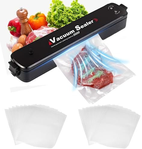 idudu Vakuumiergerät Vakuumierer Folienschweißgerät Vakumiergeräteinschweissgerät Obst Gemüse Fleisch etc Trockene Feuchte Lebensmittel 8x Frische Vacuum Sealer mit 20 Stück 25*17cm Vakuumier Beutel