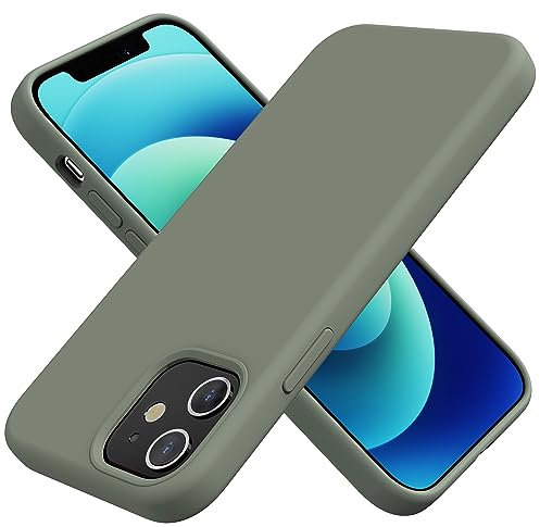 TAXXOE Silicone Case Compatible with iPhone 12 Case/12 pro case Soft Ultra Slim Protective Shockproof Liquid Silicone Phone Case,Anti-Scratch Microfiber Lining, 6.1 Copper Green