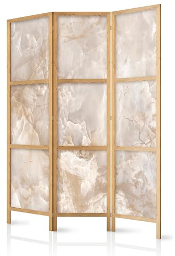 murando - Paravent Raumteiler Holz Natur, 135x172 cm, 3-teilig, Wohnzimmer | Mobiler Sichtschutz, sofort einsatzbereit, Holzrahmen, ideal fürs Wohnzimmer oder Büro, geruchsneutral, lichtbeständig