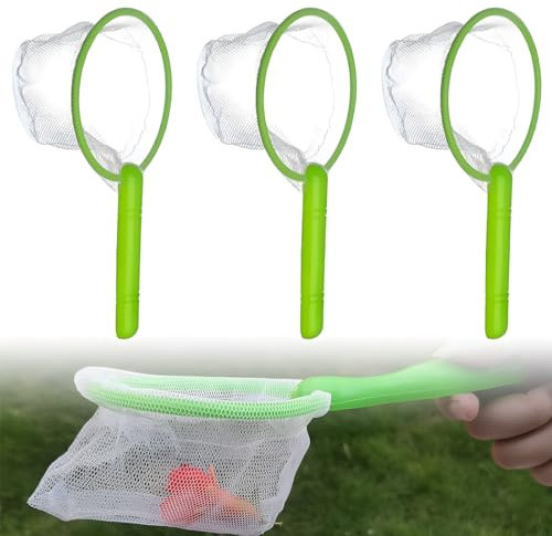 ZYBHMJE 3 Pcs Fish Mesh Net Portable Paddling Pool Game Pool Diving Toys Fishing Water Bug net Fly Fishing Net for Children