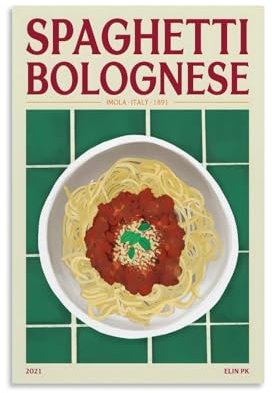 KVIINKD Spaghetti-Bolognese-Poster, Wohnzimmer, Schlafzimmer, Dekoration, moderne ästhetische Wandkunst, Poster, Geschenk für Freunde, ungerahmt, 50 x 75 cm
