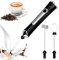 TonJin Milk Frother USB-C Rechargeable Handheld Frother Wand with 2 304 Stainless Whisks, New Upgraded 3 Speeds Coffee Whisk Frother Electric Drink Mixer for Lattes, Cappuccino, Egg, Matcha, Black