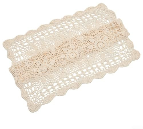 HOgardenME Manteles cuadrados vintage de encaje de ganchillo, mantel de mesa, tapete de ganchillo beige, decoración de boda, hogar, fiesta (60 x 60 cm, beige)