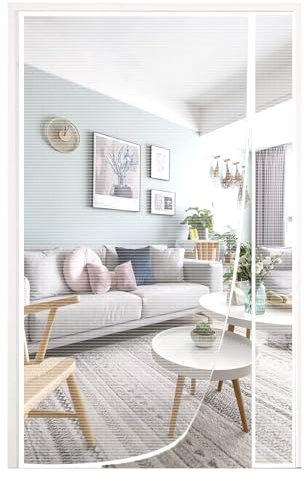 Estor enrollable de malla resistente para puertas de apertura lateral izquierda/derecha, color blanco, 70 x 200 cm