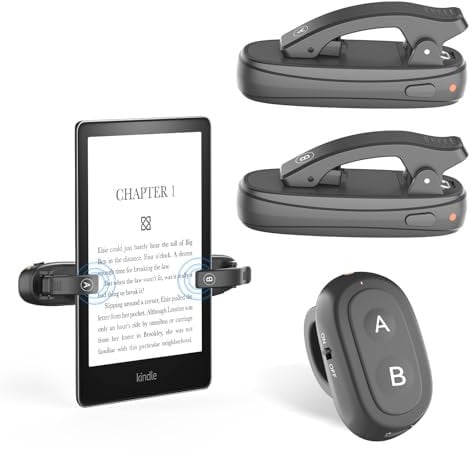 [2 Clips] UBUYUONE Fernbedienung zum Seitenwenden zum Lesen auf Kindle Paperwhite, Kobo, Finger Ring Page Turner für iPad Android Tablets E-Book Lesen Romane und Phone Ferngesteuerter Kameraauslöser