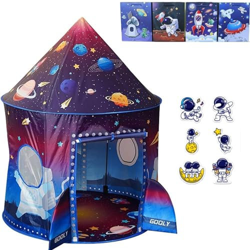 Tienda campaña Infantil + 01 Bolsa de Regalo + 06 Pegatinas astronautas - Casitas Infantiles - Tipi - Juguete para niños 3,4,5,6 años - Juego Infantil - Casitas Tela - Regalo Navidad y Reyes