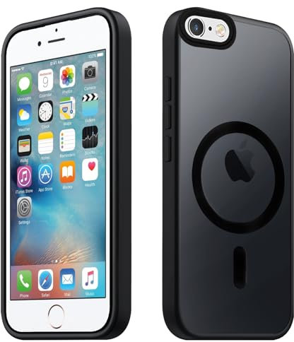 Tawarror Coque Magnétique pour iPhone 6/ 6S, Translucide Mat Étui pouriPhone 6 Housse Arrière Rigide PC Anti Rayures TPU Anti-Chutes Antichoc Digitales Protection Case, Noir