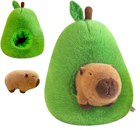 DAWRIS 35cm Capybara Kuscheltier, Capybara Plüschtier Stofftier Plüschtier mit Avocado Avocado Capybara Plushie Super Weiche Gefüllte Spielzeug Plüsch Simulation Tier Capybara Puppen