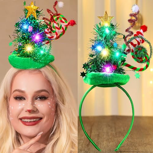 Fashband Bandeau lumineux de Noël à LED pour femme avec sapin de Noël