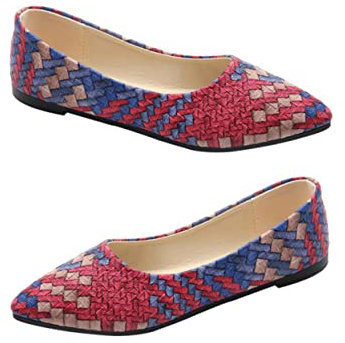 VALICLUD 1pair Stylish Four Seasons Ballet Flat Shoes for Women Chic Loafers Breathable Pu Material for Teens and Office Wear Easy Design Red