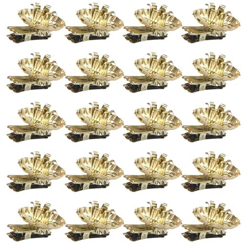 20Pcs Christmas Tree Candle Holder Metal Candle Clips for Christmas Trees Flower-Shaped Gold Candle Holders With Clip On Candle Holders for Christmas Tree,Birthday Party Decorations(Gold)