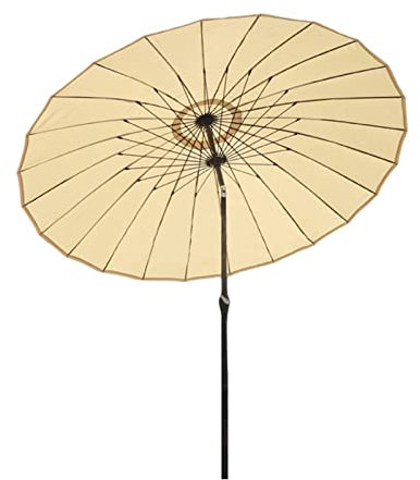 Oriental Style 2.7M Round Garden Parasol with Crank Tilt Mechanism Waterproof Patio Umbrella with 18 Ribs for Market Table Protection
