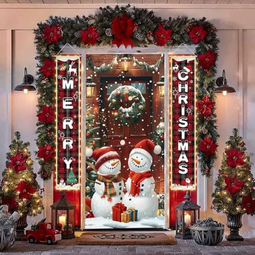 Cubierta de Puerta Delantera de Navidad, Forro de Tela Con Elástico, Decoración de Feliz Navidad Para Casa, Hogar, Interior