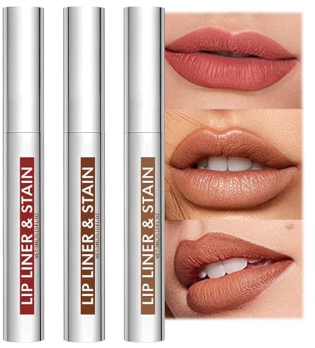 Long Lasting Peel Off Lip Liner Stain Set - 3PCS Matte Finish Waterproof Tattoo Lip Liners with Highly Pigmented Tint Stain