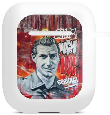 Hülle mit Karabiner kompatibel mit Apple AirPods (1. Generation) Case weiß Schutzhülle mit Schlüsselanhänger 1. FC Kaiserslautern Fritz Walter 1. FCK