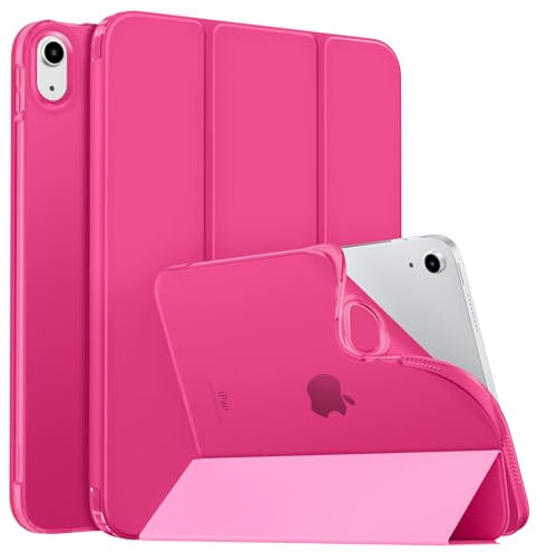 MoKo Hülle für iPad (A16) 11. Generation 11 Zoll 2025/10. Gen 10,9 Zoll 2022, iPad Hülle TPU Transluzent Matt Rückseite Cover mit Auto Schlaf/Aufwach Schutzhülle mit Ständer, Helles Rosa