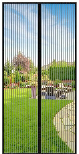 HZDHCLH Screen Door Magnetic 90x210cm Duty Bug Mesh Used for Balcony Door Sliding Door Patio Door Without Drilling Black