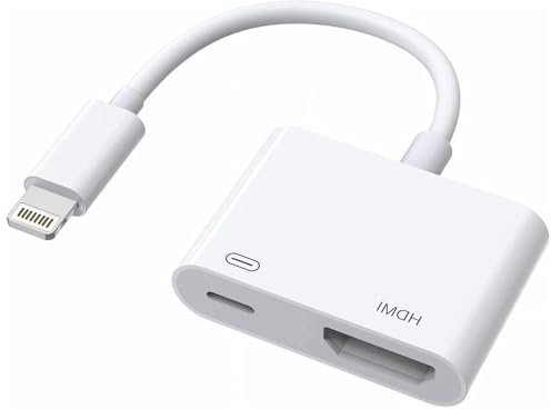 [Certifié Apple MFi] Adaptateur Lightning vers HDMI pour iPhone vers TV, adaptateur AV numérique 1080P Câble d'écran de synchronisation pour iPhone 14 13 12 11 XS XR vers moniteur de projecteur HDTV