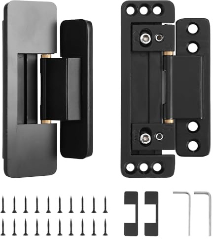 HBL' 2 Pack Hidden Door Hinges, Ultra-Thin Adjustable Concealed Hinges | Heavy Duty Hinges for Heavy Door, 4Inch Silver Door Hinges for Wood Door