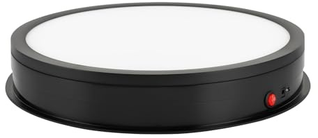 Plato giratorio eléctrico giratorio automático de 360 grados con mando a distancia, luz LED, plataforma giratoria de 240 V, 42 x 7 cm, soporte giratorio motorizado, mesa de exhibición para fotografía