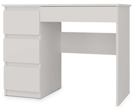 WHATSIZE ENTERPRISE - Mijas - Modern Computer Desk with Drawers - White Office Workstation Table with 3 Storage Drawers, Left-Side Configuration, Study table & Office Desk