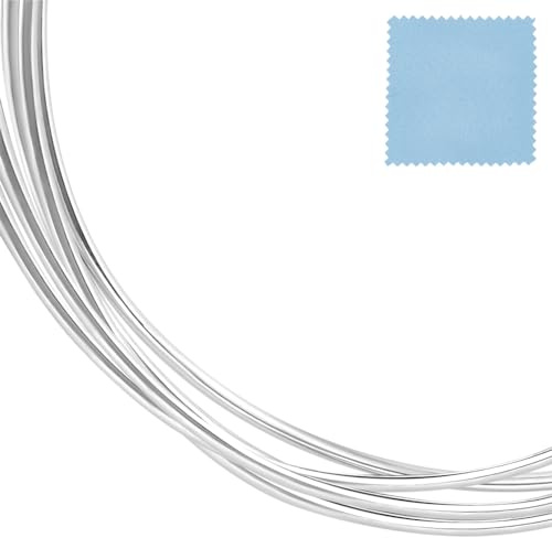 Beebeecraft Alambre de Plata Esterlina de 1.5 m Y 925 0.3mm Suave Fino Redondo Flexible para Manualidades para Hacer Joyas Y Abalorios