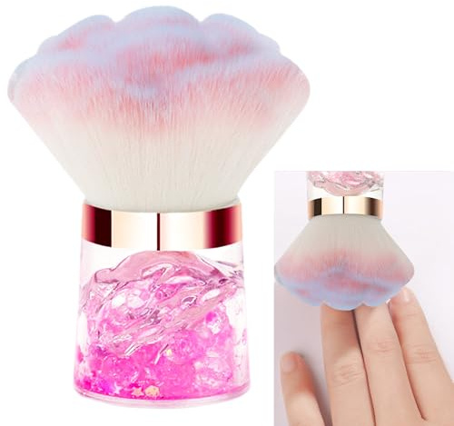 Syiyunran Pinceau Nail Art Ongles Dusting Brush - Rose, 1 Pièce, Poussière en Forme de Fleur, Outil Manucure, Poils Nylon, Pinceaux Manche Plastique Nettoyage Brosse Ongle Poussiere