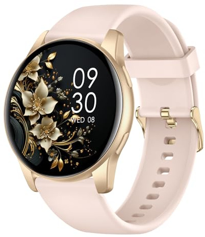Smartwatch Damen Herren, 1.38 Zoll HD-Display Smart Watch mit Bluetooth Anrufe, Fitness Tracker mit Herzfrequenz SpO2 Schlafmonitor Schrittzähler, IP68 Wasserdicht Fitnessuhr für Android iOS Pink