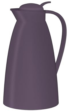 alfi ECO Isolierkanne 1,00 l, 12 h heiß, Hartglaseinsatz, dark lilac | Thermoskanne für Kaffee & Tee, Drucktaste für Einhandbedienung, Tropfschutz, 24 h kalt, Kunststoff-Körper, lila