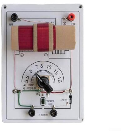 Kit di montaggio fai da te per radio in cristallo, set educativo per rilevatori minerali con testa misuratore per progetti di apprendimento e hobby, design classico (B)