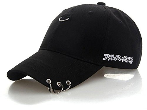 Amkun Baseball Cap Version K-Pop Stil Hysteresenhut für Frauen Männer Ring Hip Hop Hat Black