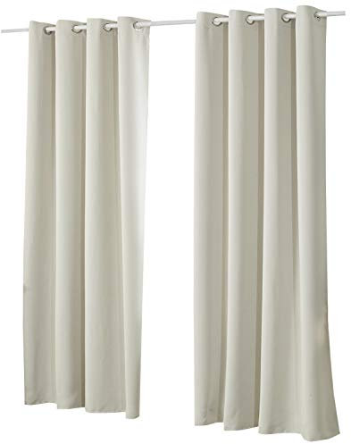 Laneetal Verdunkelungsgardine mit Ösen, Vorhang Blickdicht, Verdunklungsvorhang, Thermovorhang für Schlafzimmer, Gardine Lichtundurchlässig, Ösenschal, Ösenvorhang, Beige, 135x225 cm, 2 Stücke