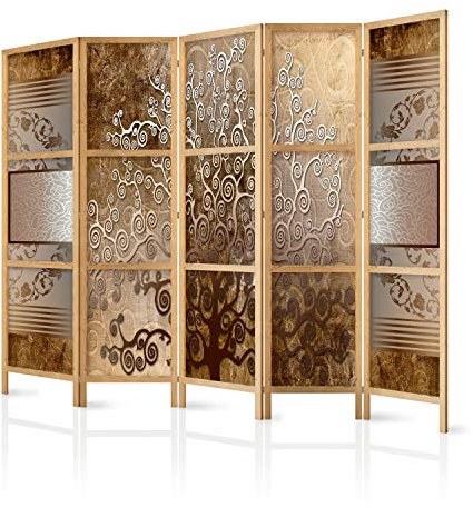 murando - Paravent Intérieur Japonais 225x172 cm - Séparateur de Pièce en Bois Naturel et Toile - Paravent Oriental Portable et Pliable - Arbre Ornemental Rustique Et Artistique b-C-0388-z-c