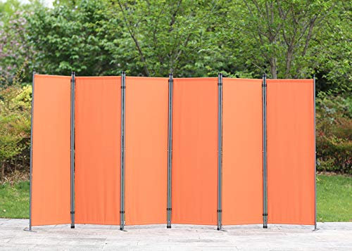 Angel Living Paravant 6tlg Sichtschutz,Faltbildschirm Raumteiler Sichtschutz aus Stahl und Polyester Terrakotta